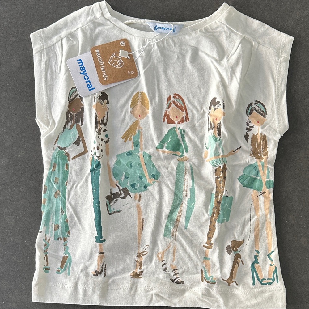 Mayoral Girls' Cream Fashion Graphic Tee